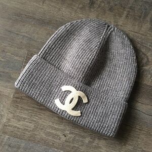 Chanel Gray Knit Beanie